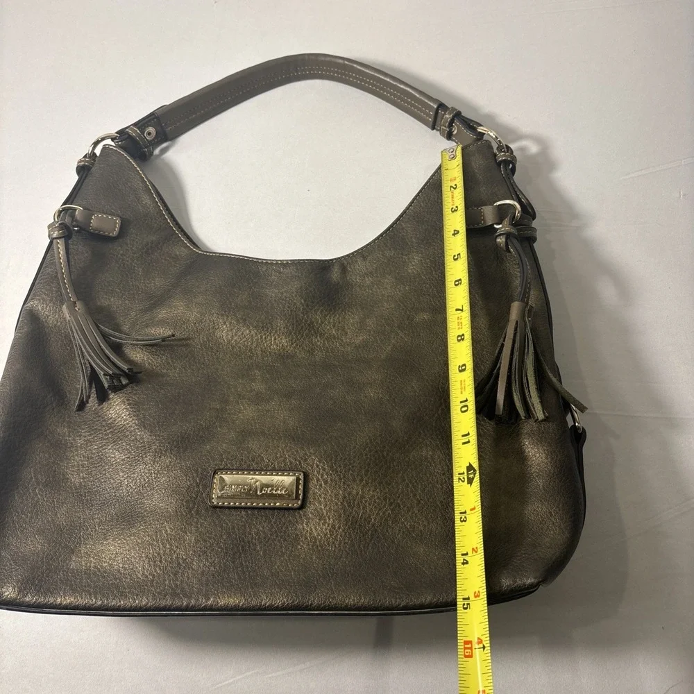 Simply‎ Noelle Bronze Metallic Large Hobo  Tassels Handbag Purse Boho Western